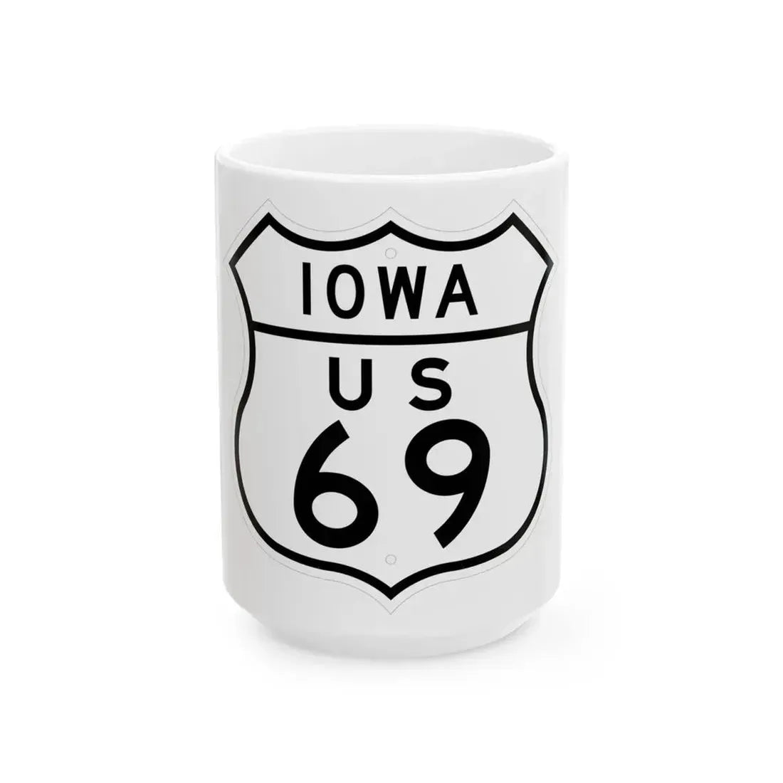 US 69 Iowa 1948 (Iowa) (Road Sign) White Coffee Mug 15oz - Go Mug Yourself