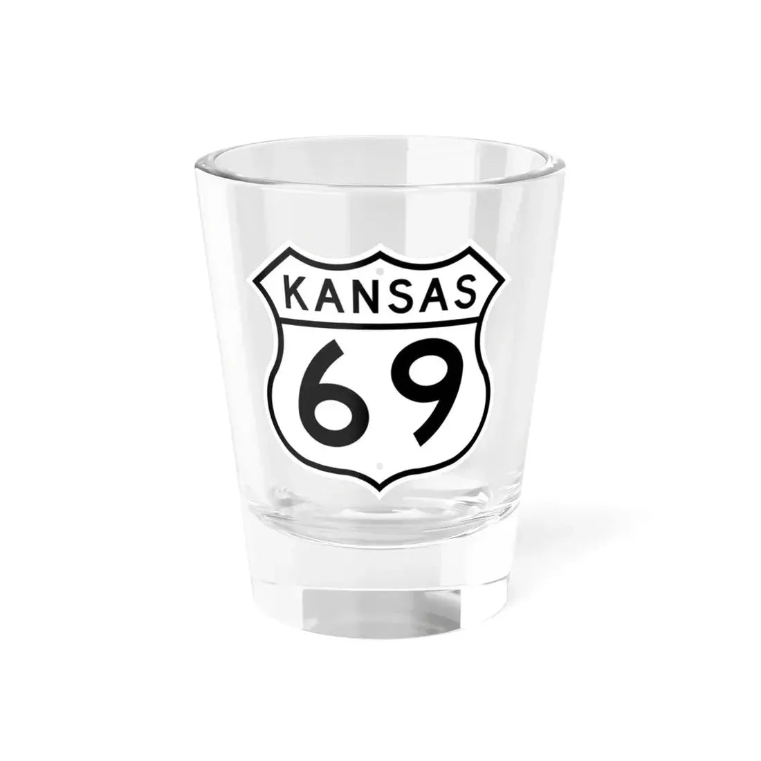 US 69 Kansas 1962 (Kansas) (Road Sign) Shot Glass 1.5oz 1.5oz - Go Mug Yourself