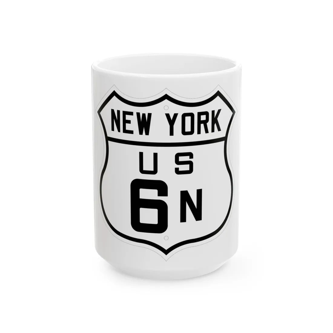 US 6N New York 1926 (New York) (Road Sign) White Coffee Mug 15oz - Go Mug Yourself