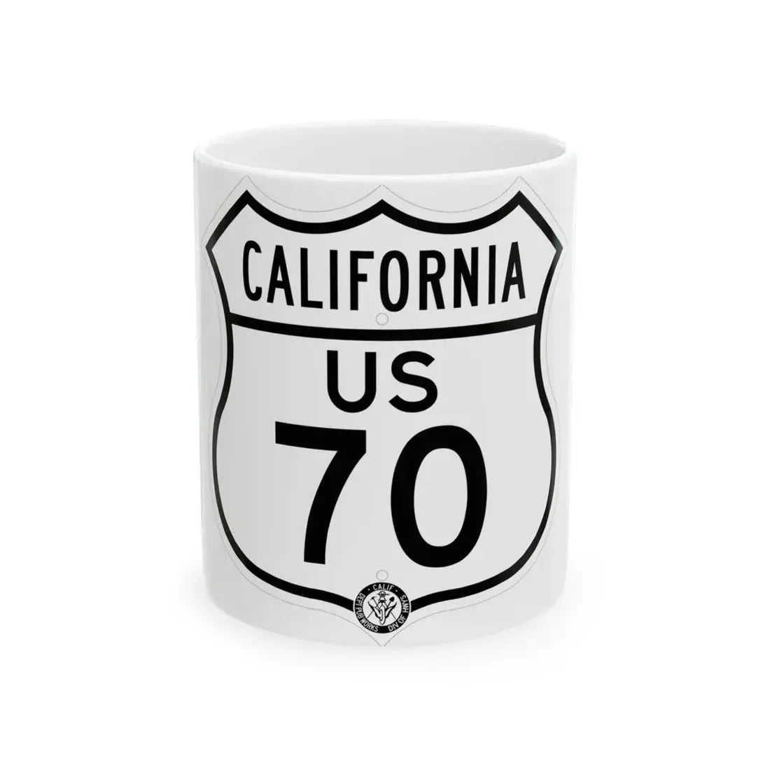 US 70 California 1948 (California) (Road Sign) White Coffee Mug 11oz - Go Mug Yourself