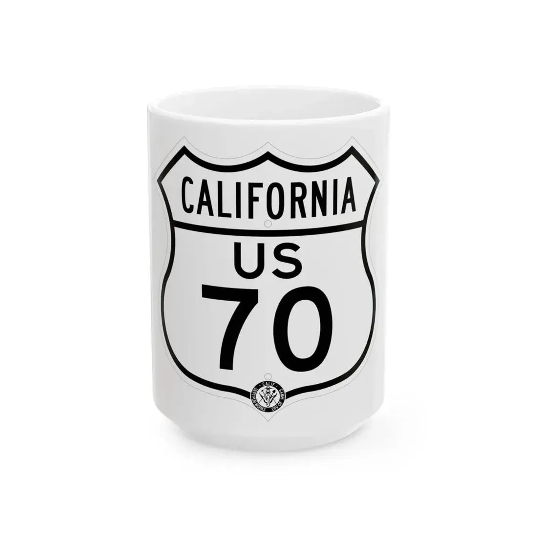 US 70 California 1948 (California) (Road Sign) White Coffee Mug 15oz - Go Mug Yourself