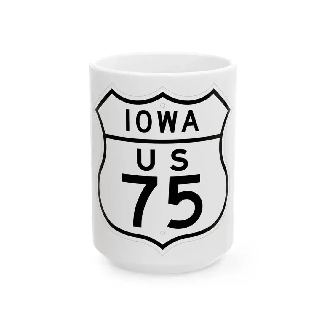 US 75 Iowa 1948 (Iowa) (Road Sign) White Coffee Mug 15oz - Go Mug Yourself
