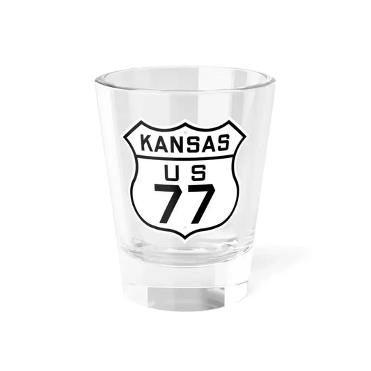 US 77 Kansas 1926 (Kansas) (Road Sign) Shot Glass 1.5oz 1.5oz - Go Mug Yourself