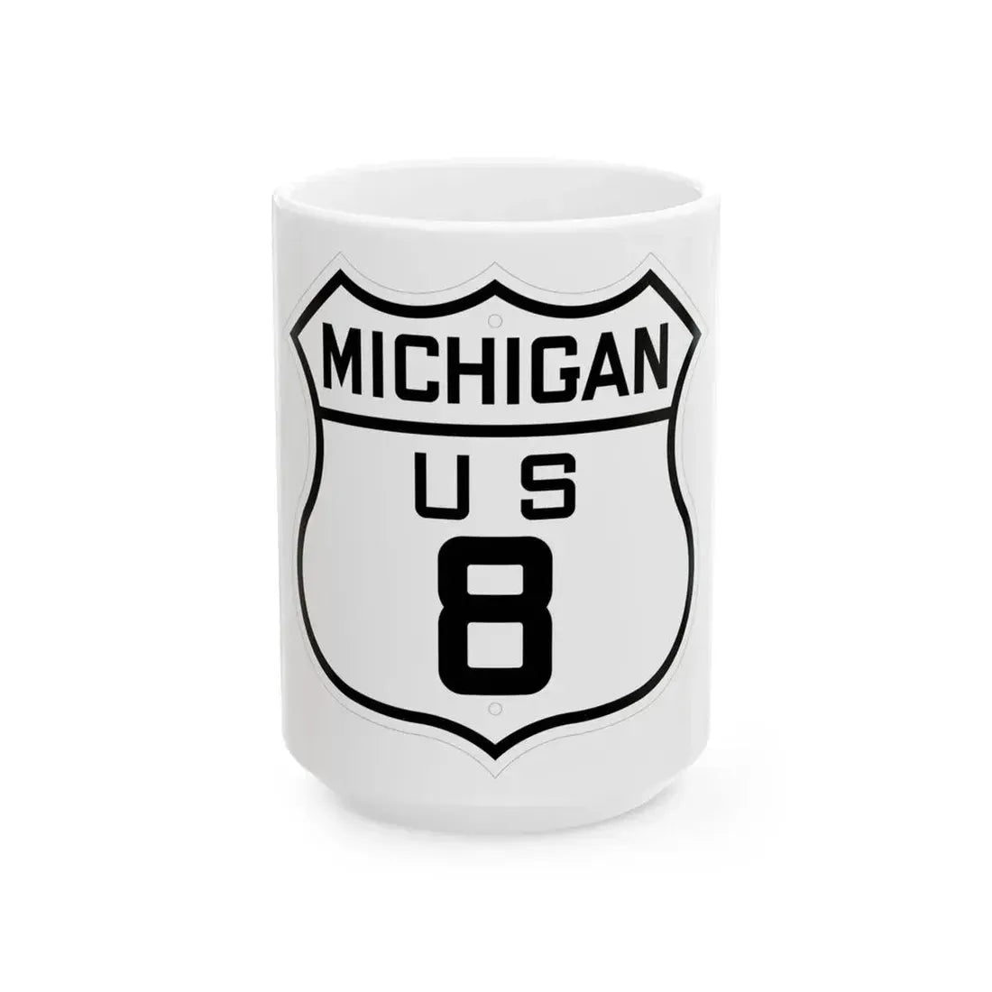US 8 Michigan 1926 (Michigan) (Road Sign) White Coffee Mug 15oz - Go Mug Yourself
