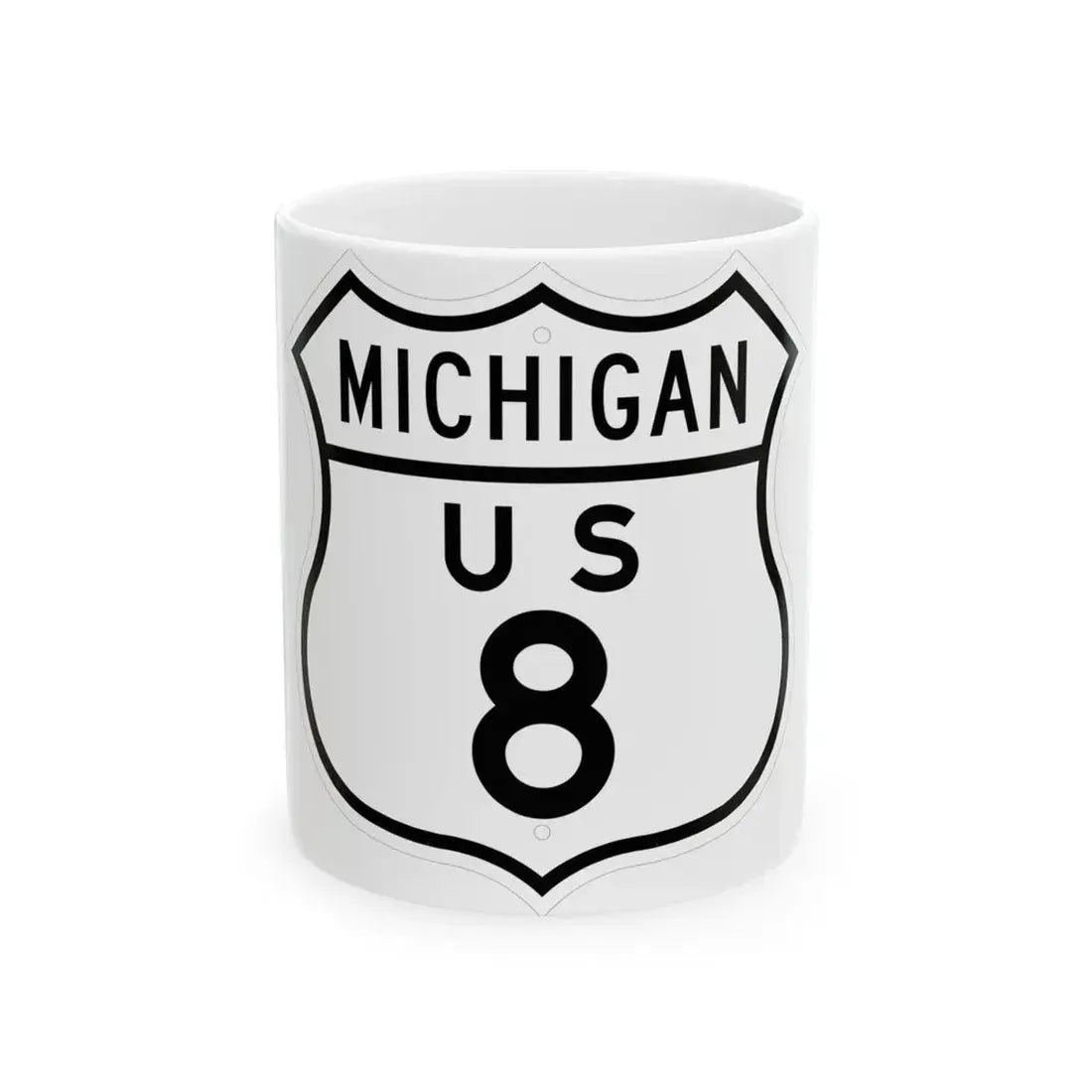 US 8 Michigan 1948 (Michigan) (Road Sign) White Coffee Mug 11oz - Go Mug Yourself
