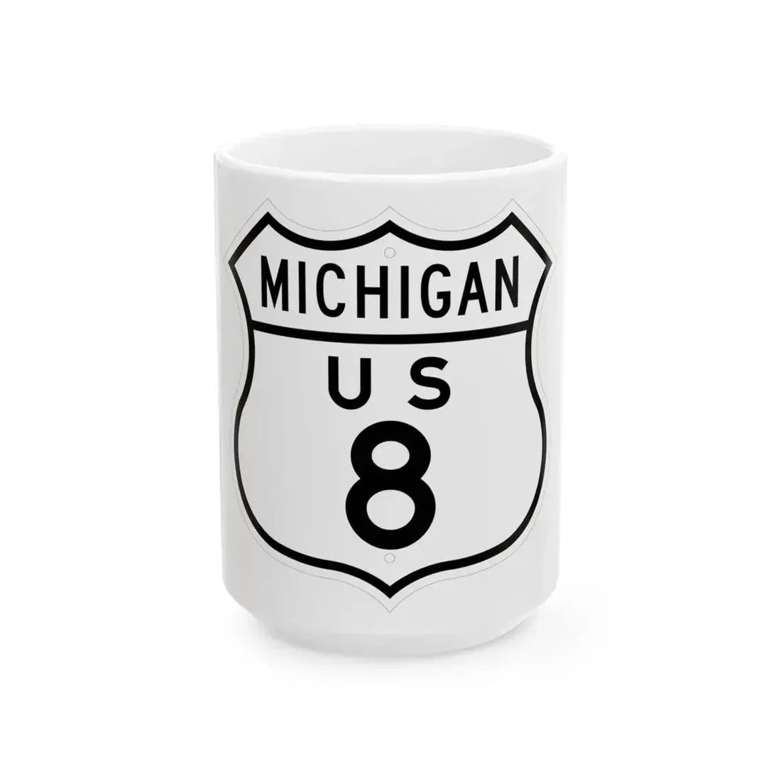 US 8 Michigan 1948 (Michigan) (Road Sign) White Coffee Mug 15oz - Go Mug Yourself
