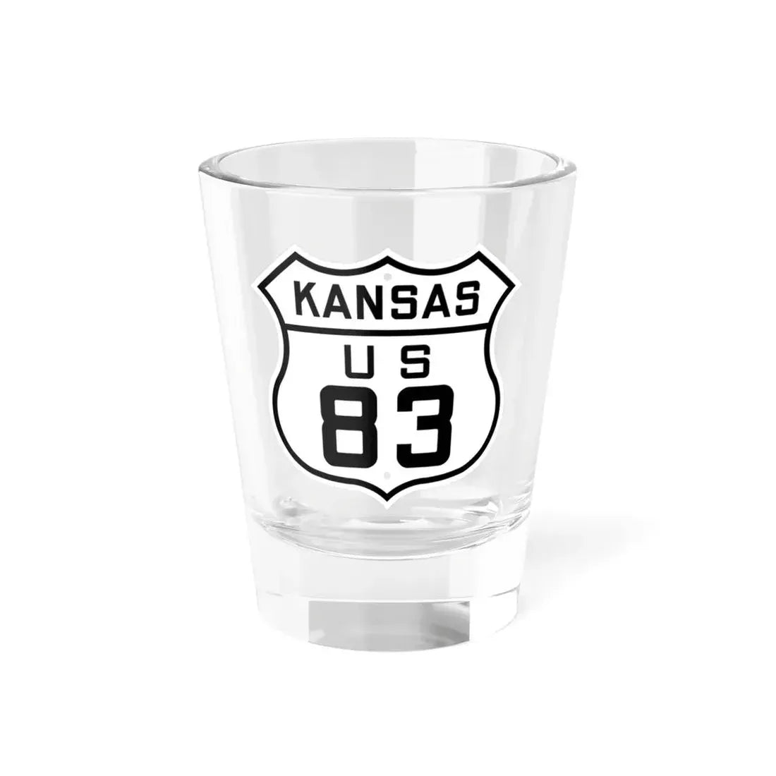US 83 Kansas 1926 (Kansas) (Road Sign) Shot Glass 1.5oz 1.5oz - Go Mug Yourself