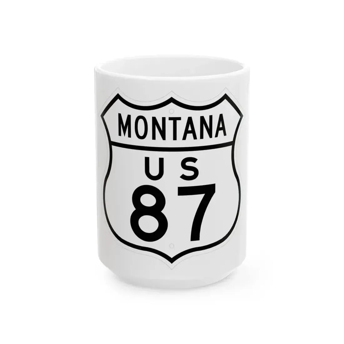 US 87 Montana 1948 (Montana) (Road Sign) White Coffee Mug 15oz - Go Mug Yourself