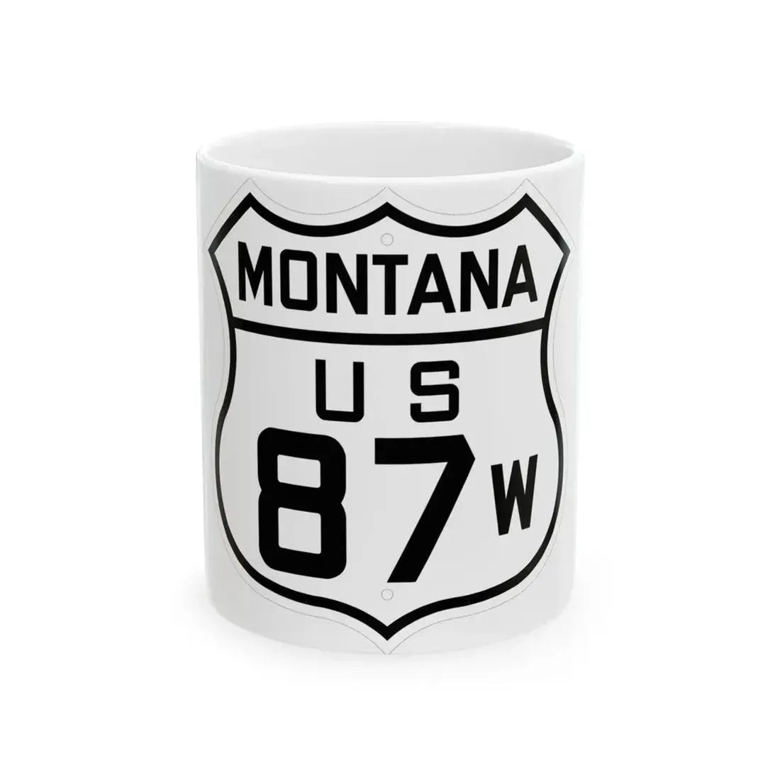 US 87W Montana 1926 (Montana) (Road Sign) White Coffee Mug 11oz - Go Mug Yourself