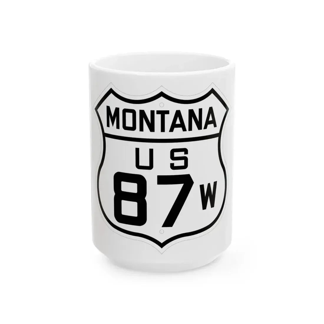 US 87W Montana 1926 (Montana) (Road Sign) White Coffee Mug 15oz - Go Mug Yourself