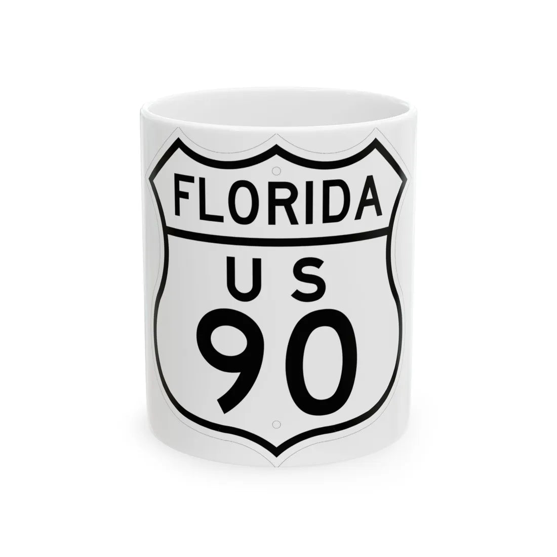 US 90 Florida 1948 (Florida) (Road Sign) White Coffee Mug 11oz - Go Mug Yourself