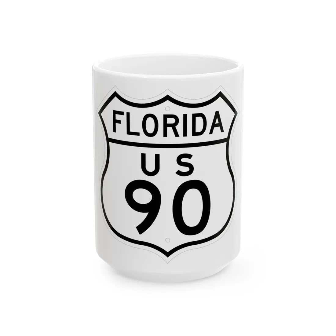 US 90 Florida 1948 (Florida) (Road Sign) White Coffee Mug 15oz - Go Mug Yourself