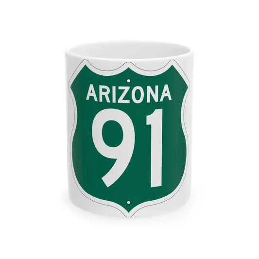 US 91 Arizona 1956 South (Arizona) (Road Sign) White Coffee Mug 11oz - Go Mug Yourself