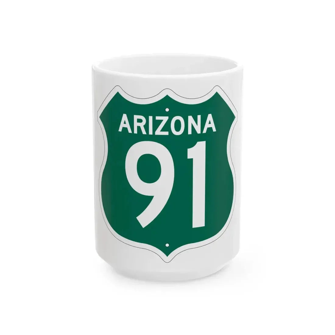 US 91 Arizona 1956 South (Arizona) (Road Sign) White Coffee Mug 15oz - Go Mug Yourself