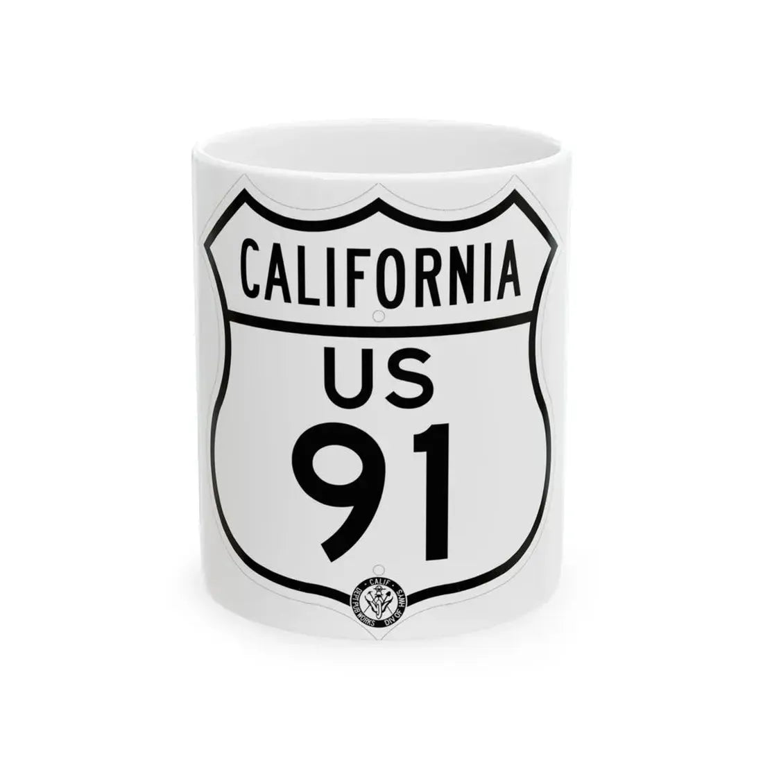 US 91 California 1948 (California) (Road Sign) White Coffee Mug 11oz - Go Mug Yourself