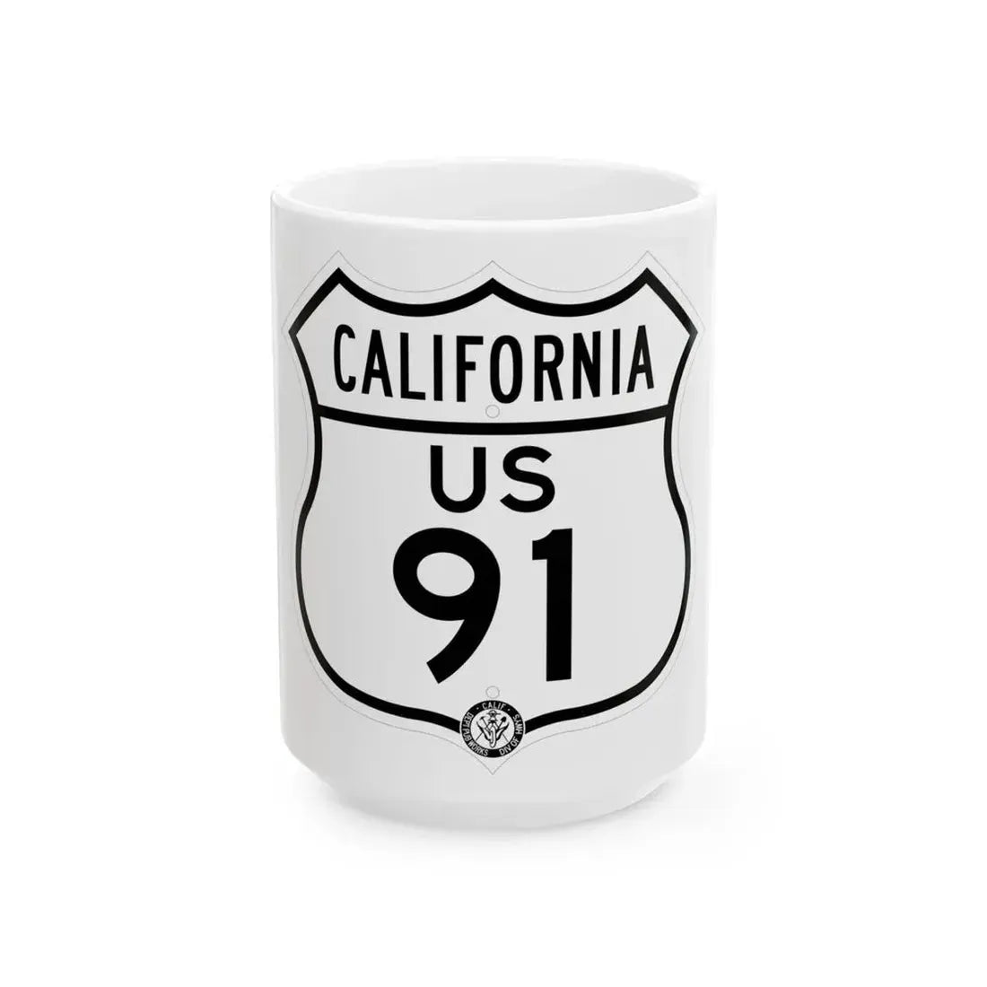 US 91 California 1948 (California) (Road Sign) White Coffee Mug 15oz - Go Mug Yourself
