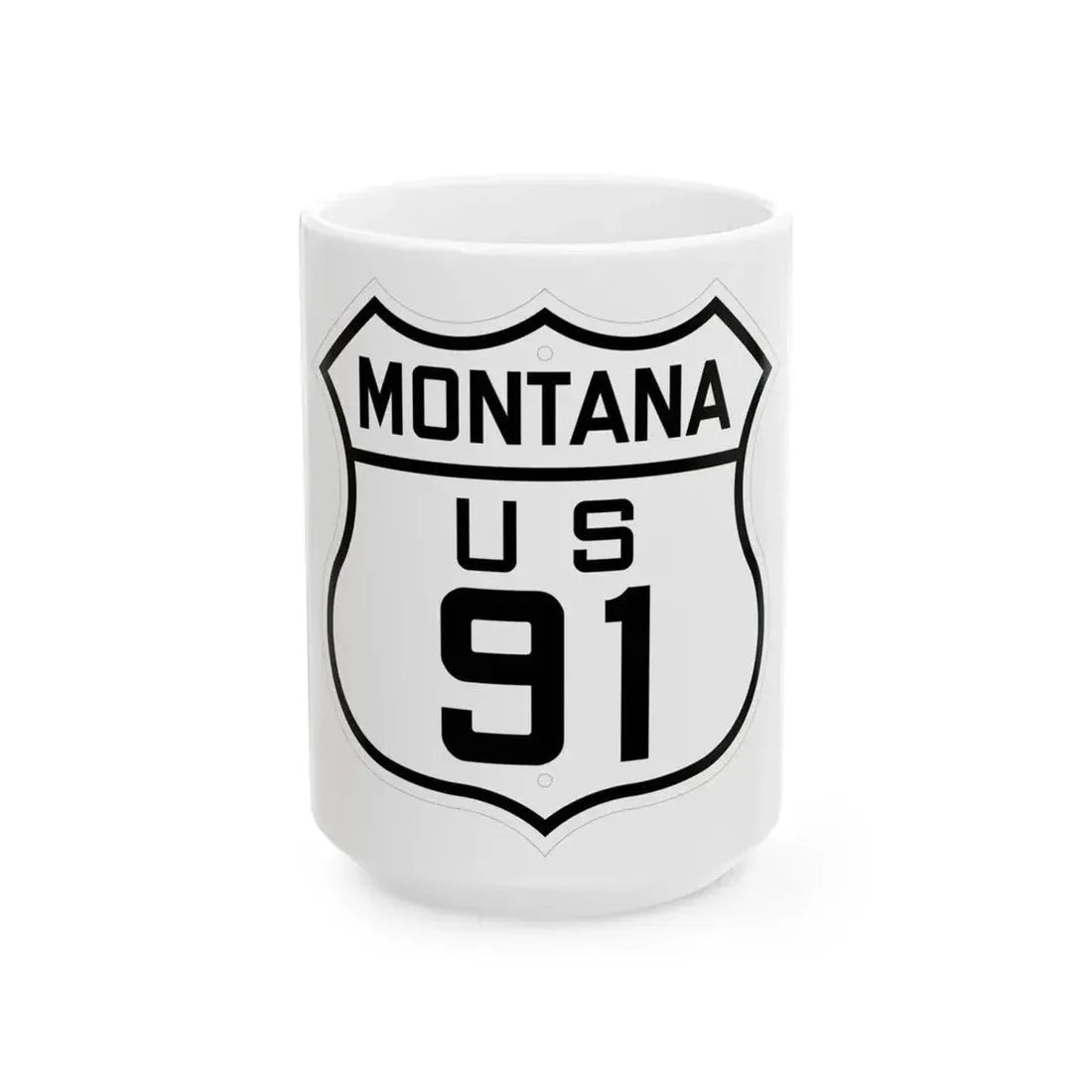 US 91 Montana 1926 (Montana) (Road Sign) White Coffee Mug 15oz - Go Mug Yourself