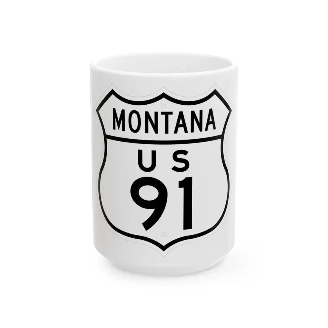 US 91 Montana 1948 (Montana) (Road Sign) White Coffee Mug 15oz - Go Mug Yourself