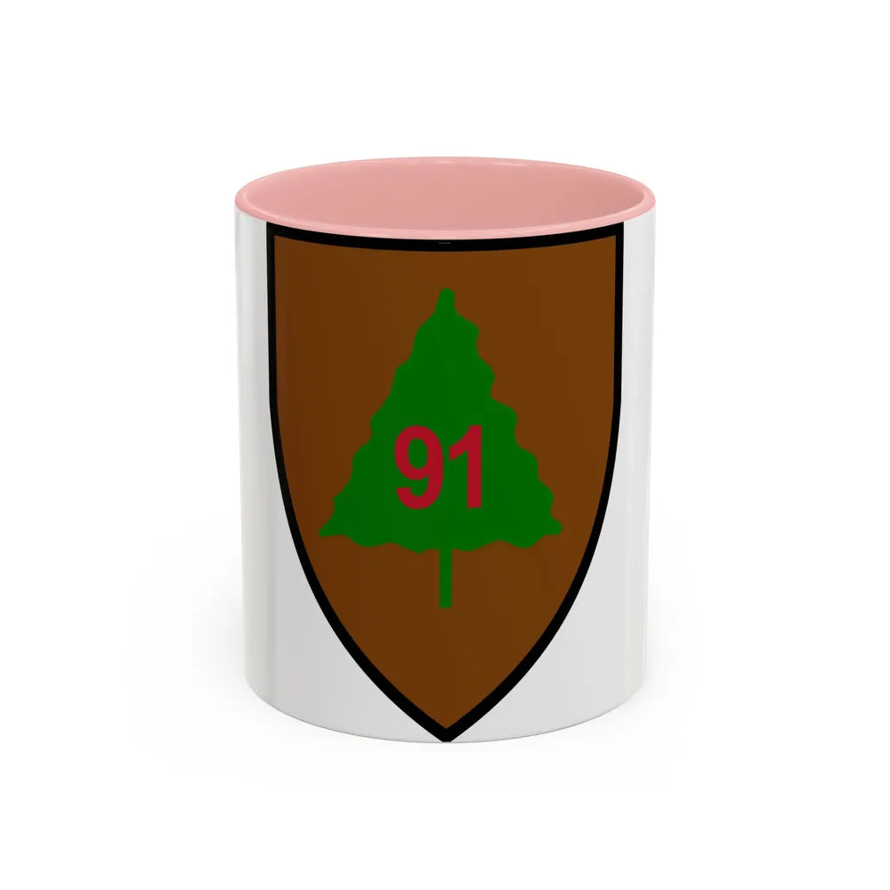 US 91st Infantry Division (U.S. Army) Accent Coffee Mug 11oz Pink - Go Mug Yourself