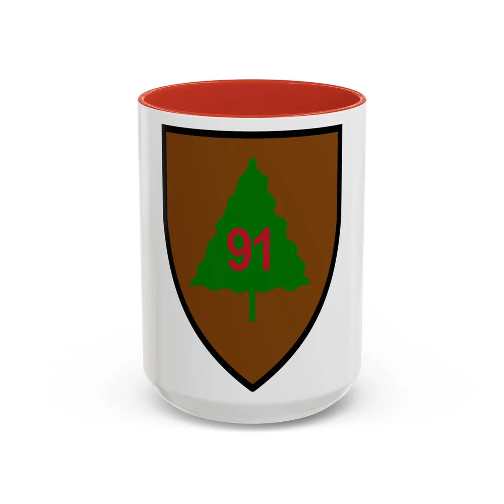 US 91st Infantry Division (U.S. Army) Accent Coffee Mug 15oz Red - Go Mug Yourself