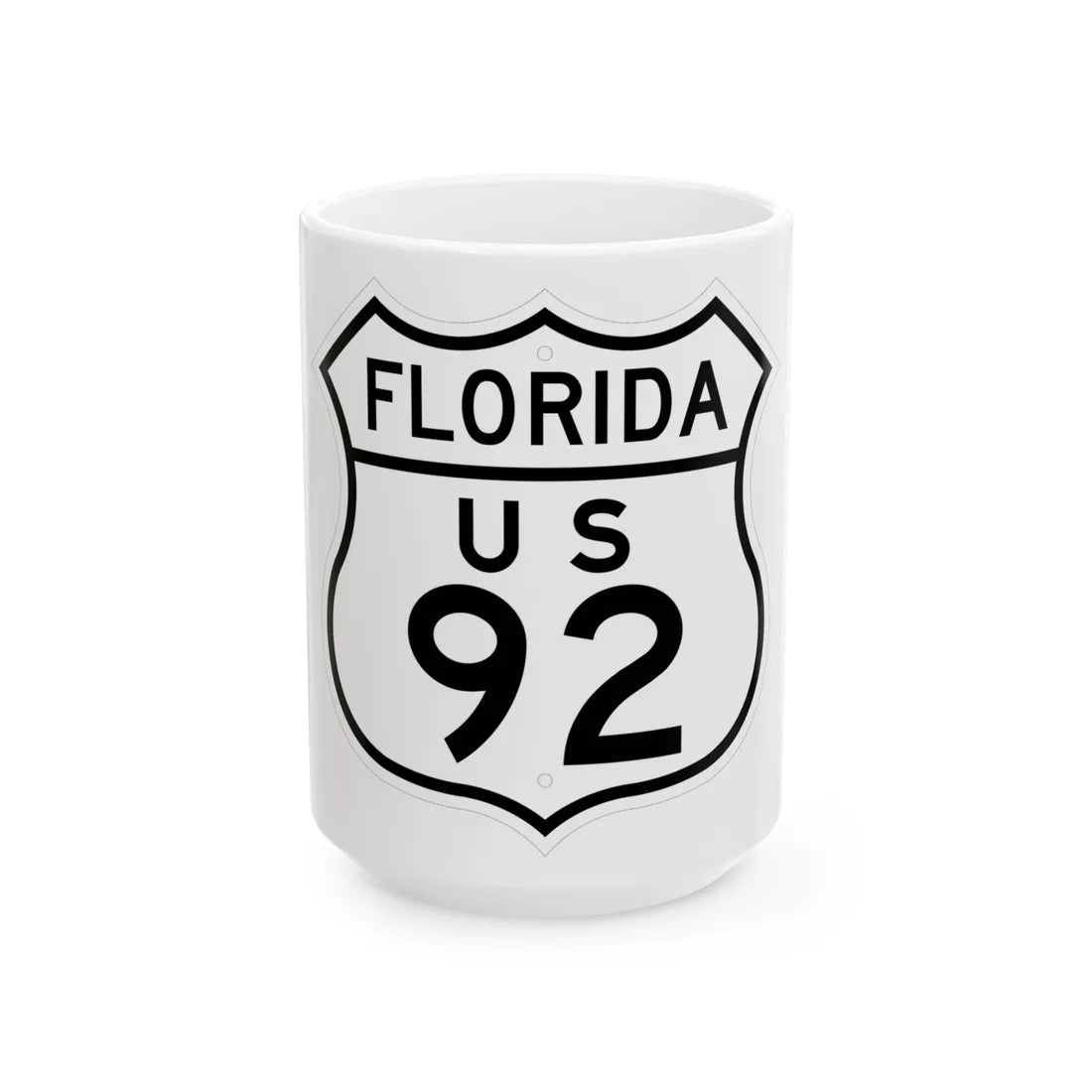 US 92 Florida 1948 (Florida) (Road Sign) White Coffee Mug 15oz - Go Mug Yourself