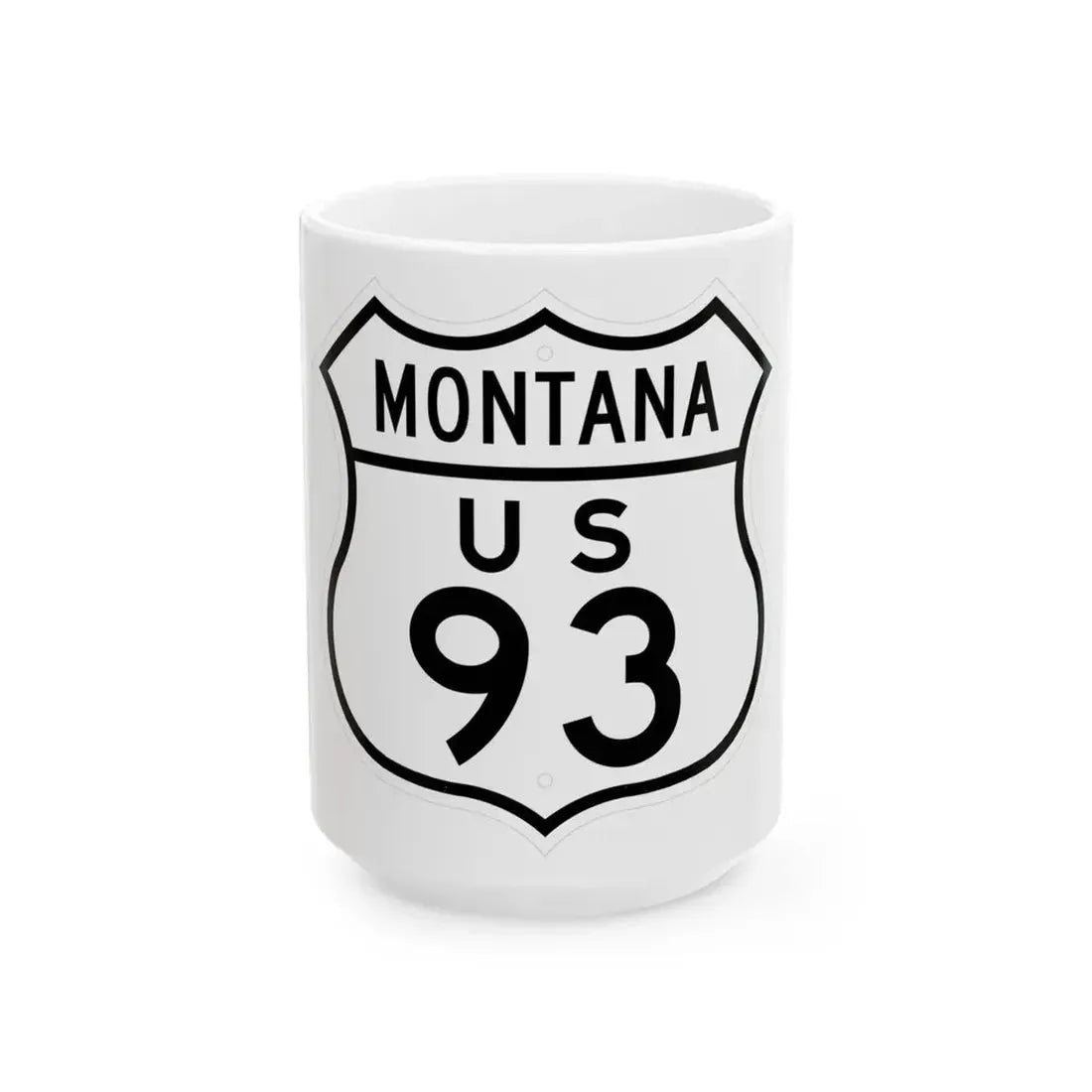 US 93 Montana 1948 (Montana) (Road Sign) White Coffee Mug 15oz - Go Mug Yourself