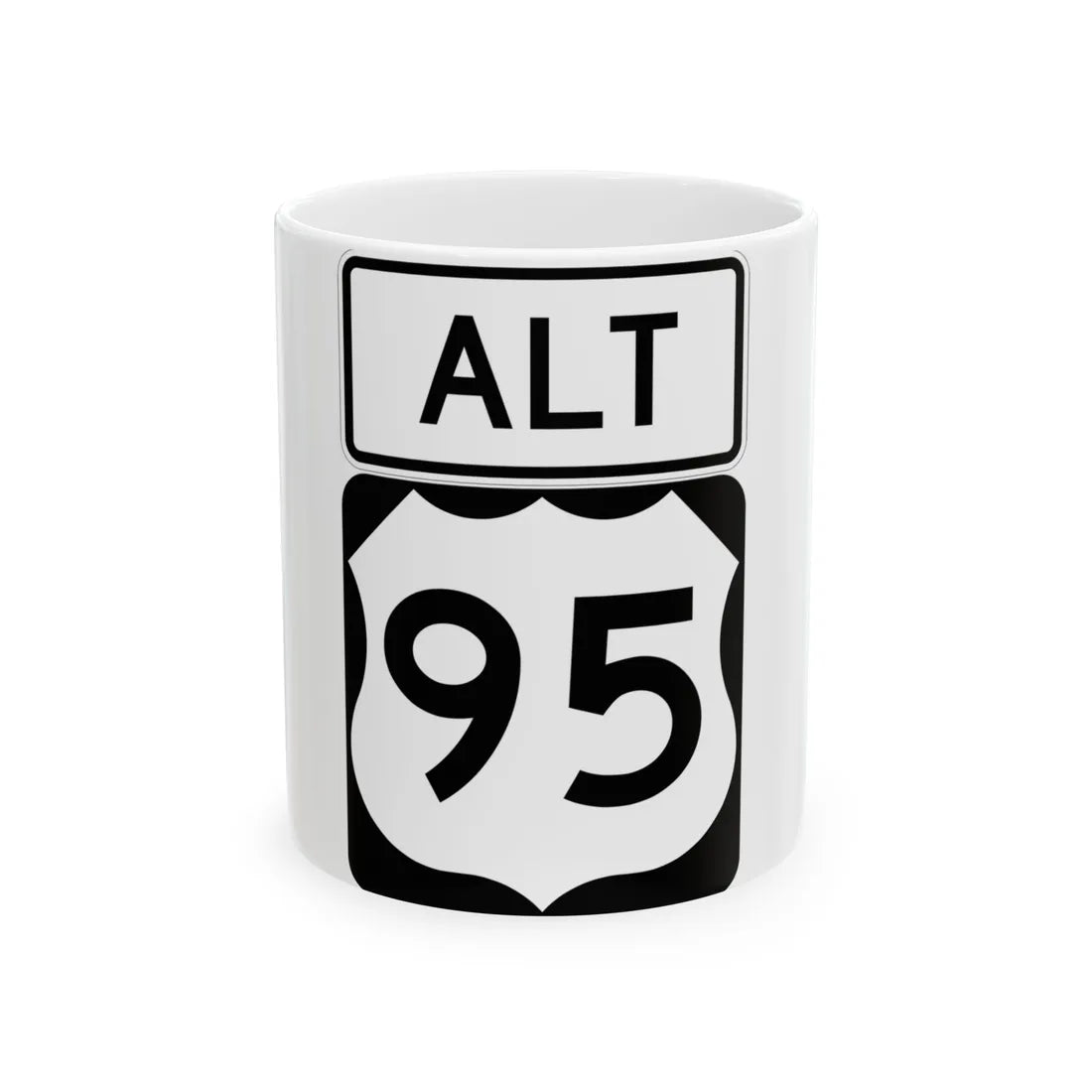 US 95 Alt (Nevada) (Road Sign) White Coffee Mug 11oz - Go Mug Yourself