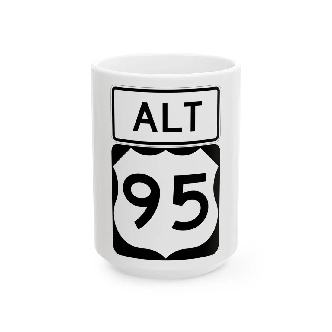 US 95 Alt (Nevada) (Road Sign) White Coffee Mug 15oz - Go Mug Yourself