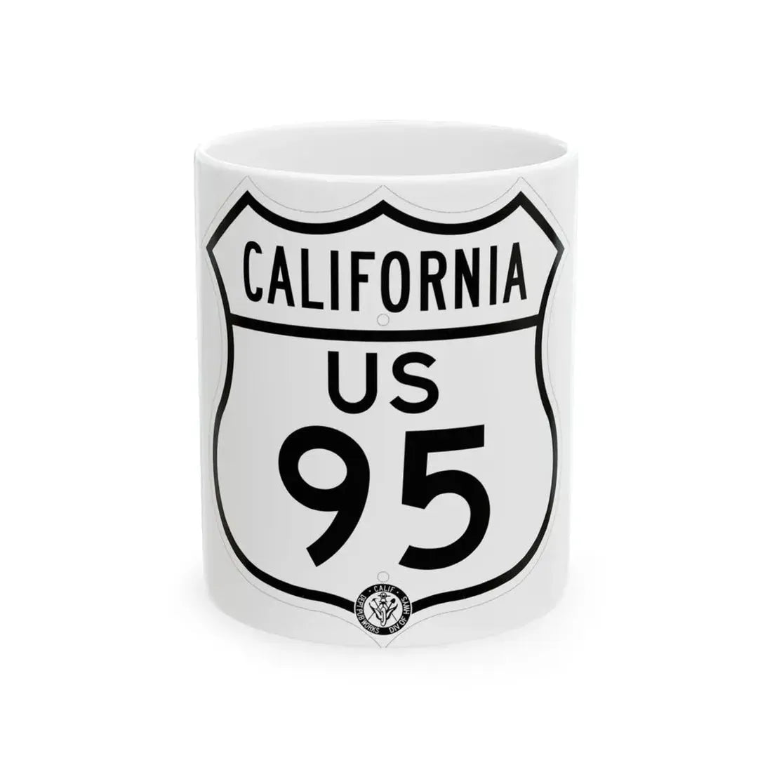 US 95 California 1948 (California) (Road Sign) White Coffee Mug 11oz - Go Mug Yourself