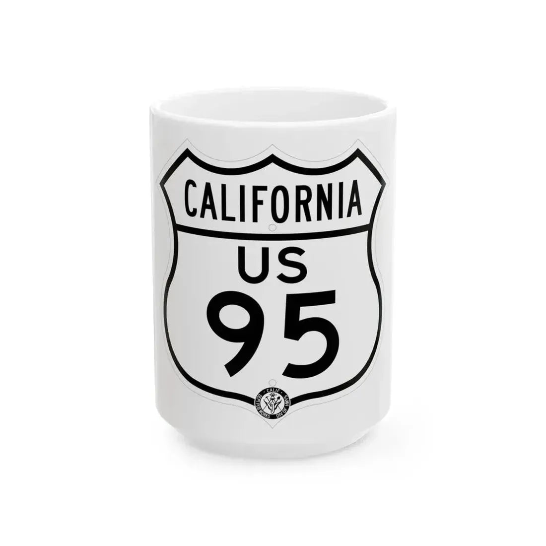 US 95 California 1948 (California) (Road Sign) White Coffee Mug 15oz - Go Mug Yourself