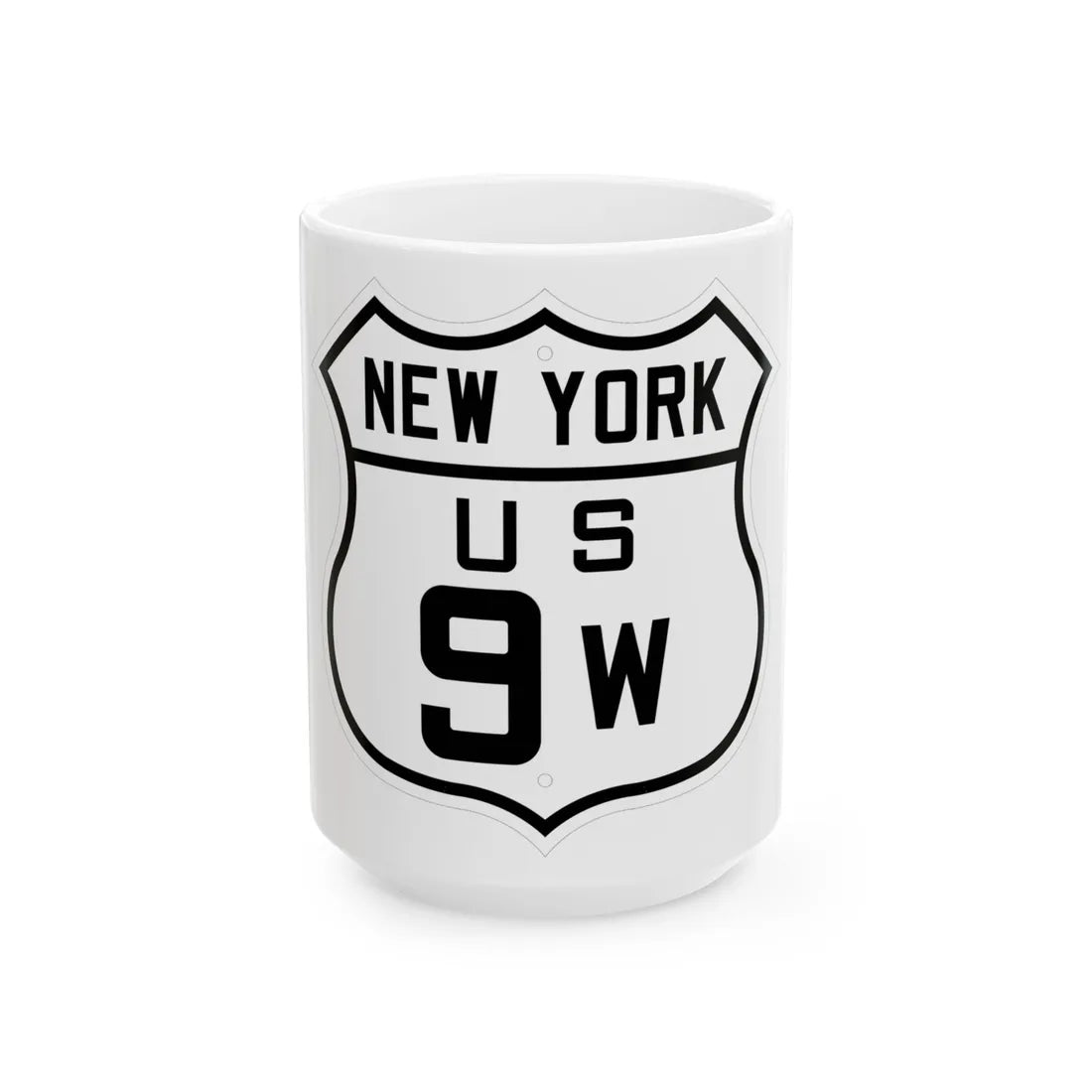 US 9W New York 1926 (New York) (Road Sign) White Coffee Mug 15oz - Go Mug Yourself