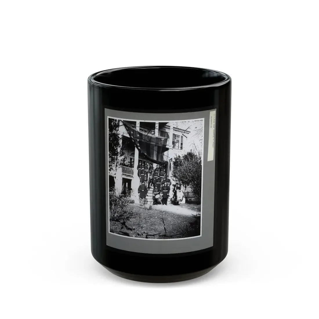 U.S. Army Band Standing On Steps (U.S. Civil War) Black Coffee Mug 15oz - Go Mug Yourself