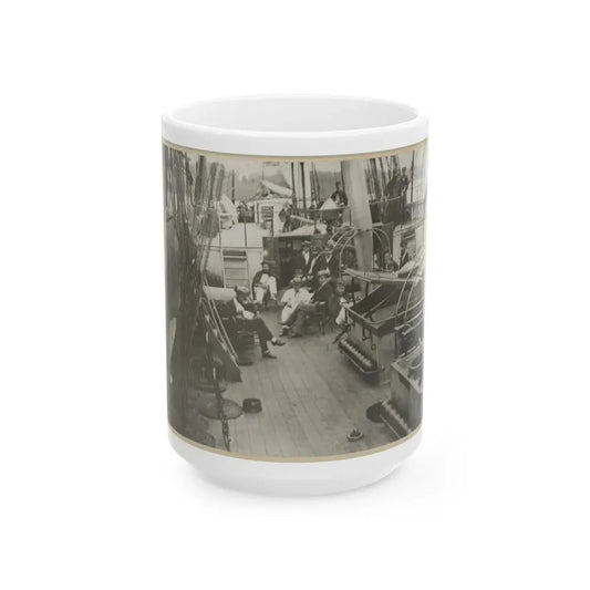 U.S. Naval Officers Relaxing On Deck (U.S. Civil War) White Coffee Mug 15oz - Go Mug Yourself