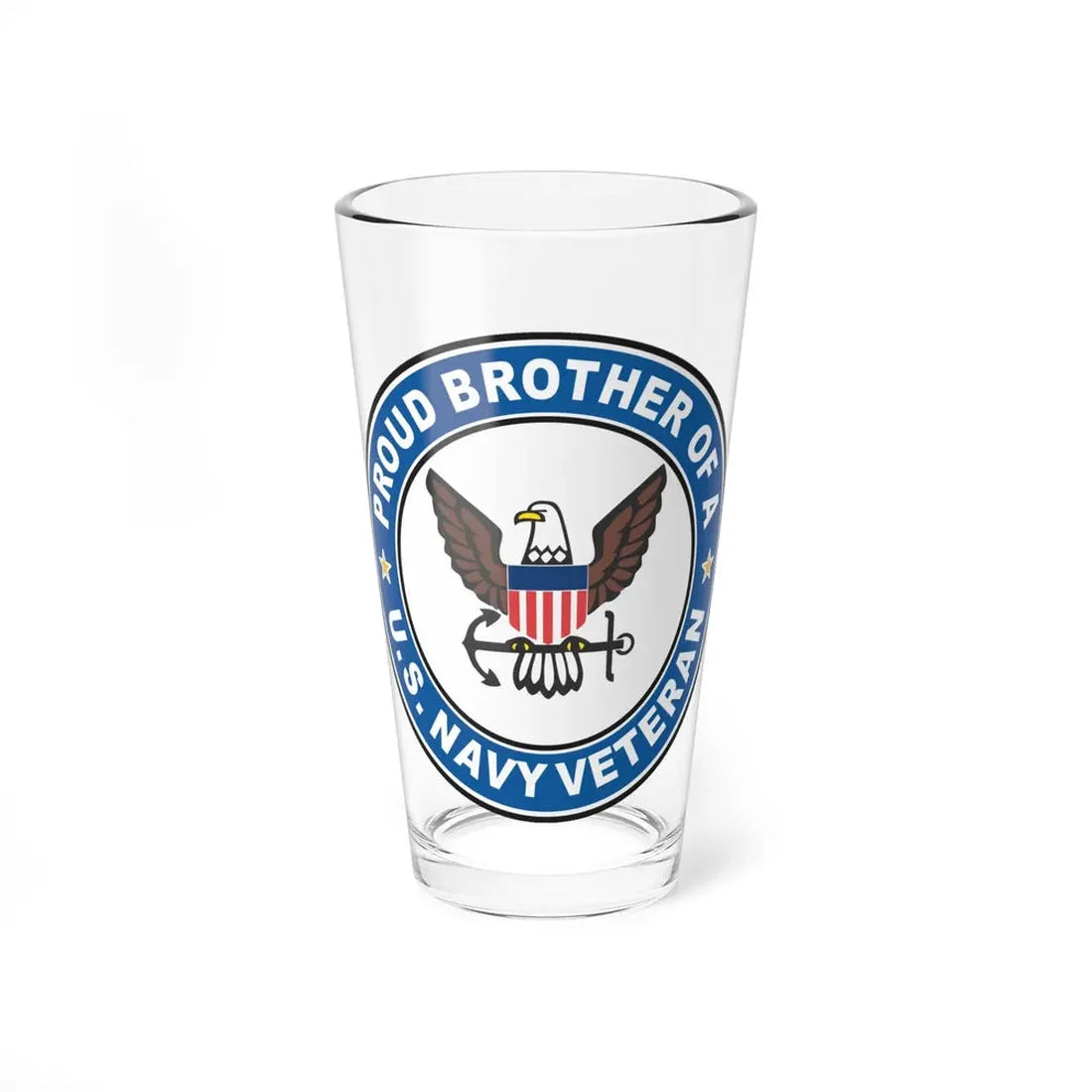 US Navy Veteran Proud Brother (U.S. Navy) Pint Glass 16oz 16oz - Go Mug Yourself