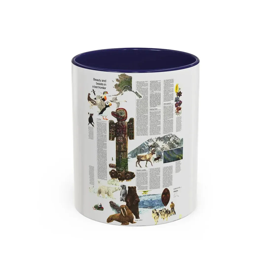 USA - Alaska, Beauty and Beasts (1975) (Map) Accent Coffee Mug 11oz Navy - Go Mug Yourself