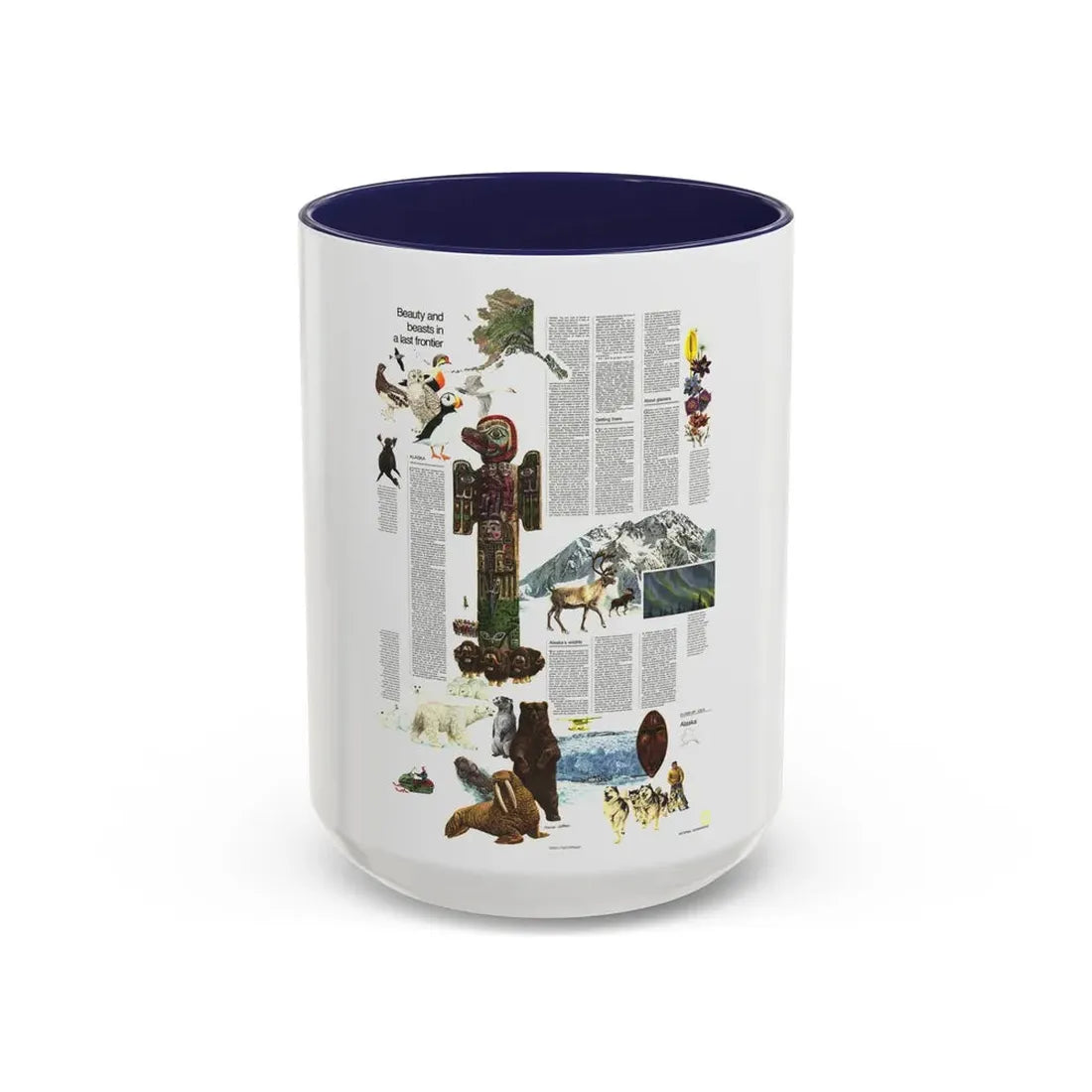USA - Alaska, Beauty and Beasts (1975) (Map) Accent Coffee Mug 15oz Navy - Go Mug Yourself