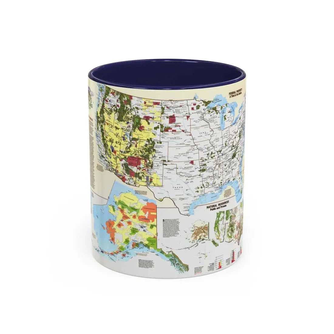 USA - America's Federal Lands (1982) (Map) Accent Coffee Mug 11oz Navy - Go Mug Yourself