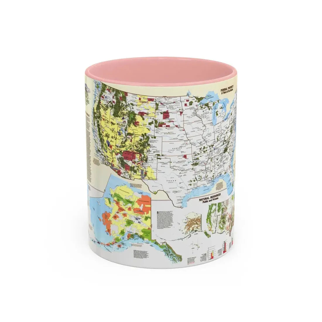 USA - America's Federal Lands (1982) (Map) Accent Coffee Mug 11oz Pink - Go Mug Yourself
