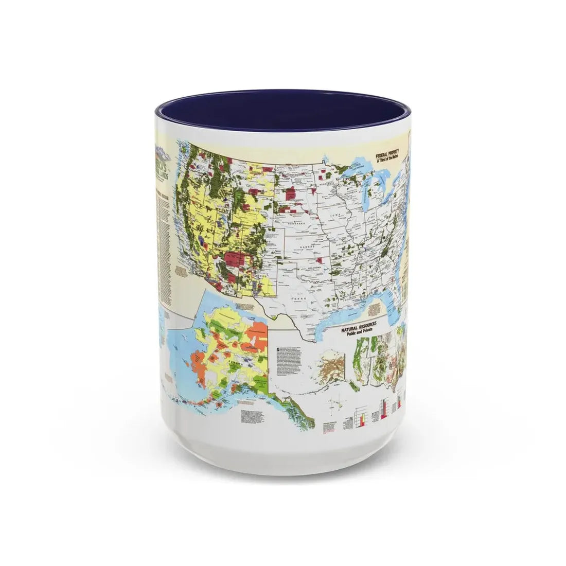 USA - America's Federal Lands (1982) (Map) Accent Coffee Mug 15oz Navy - Go Mug Yourself