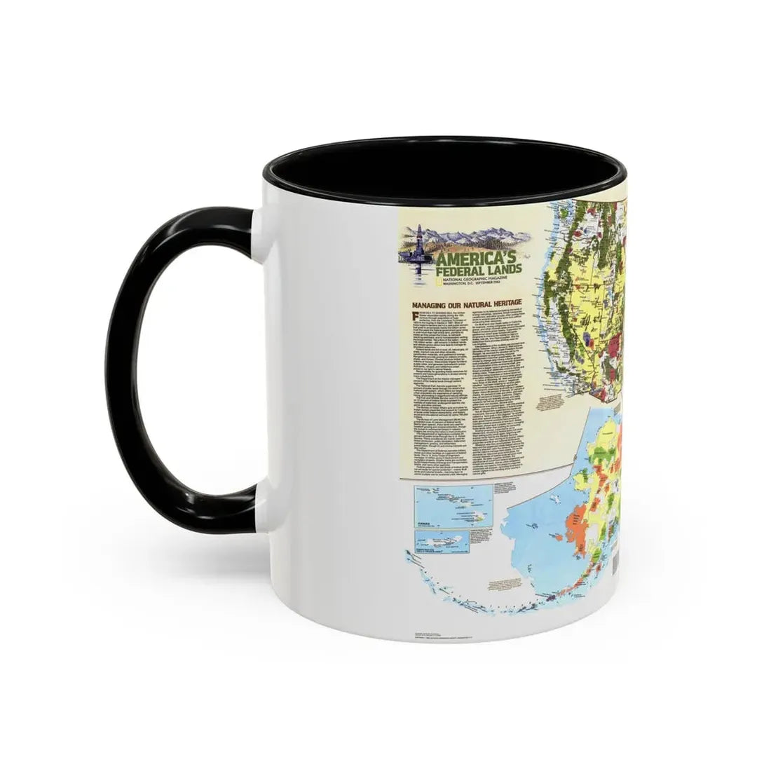 USA - America's Federal Lands (1982) (Map) Accent Coffee Mug - Go Mug Yourself