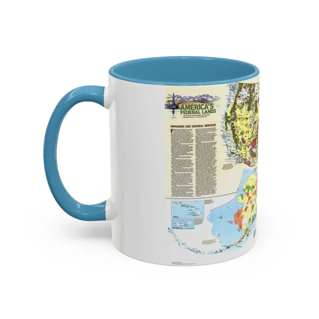 USA - America's Federal Lands (1982) (Map) Accent Coffee Mug - Go Mug Yourself