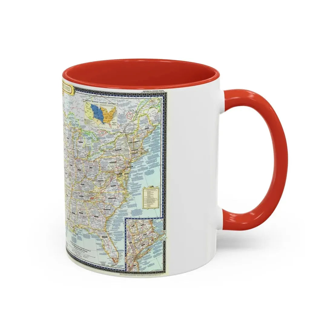 USA - An Historical Map (1953) (Map) Accent Coffee Mug - Go Mug Yourself