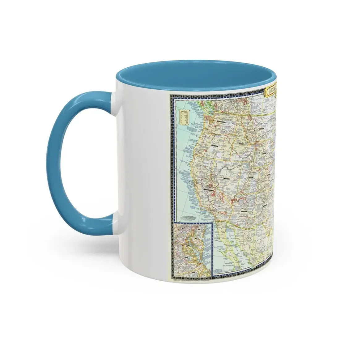 USA - An Historical Map (1953) (Map) Accent Coffee Mug - Go Mug Yourself