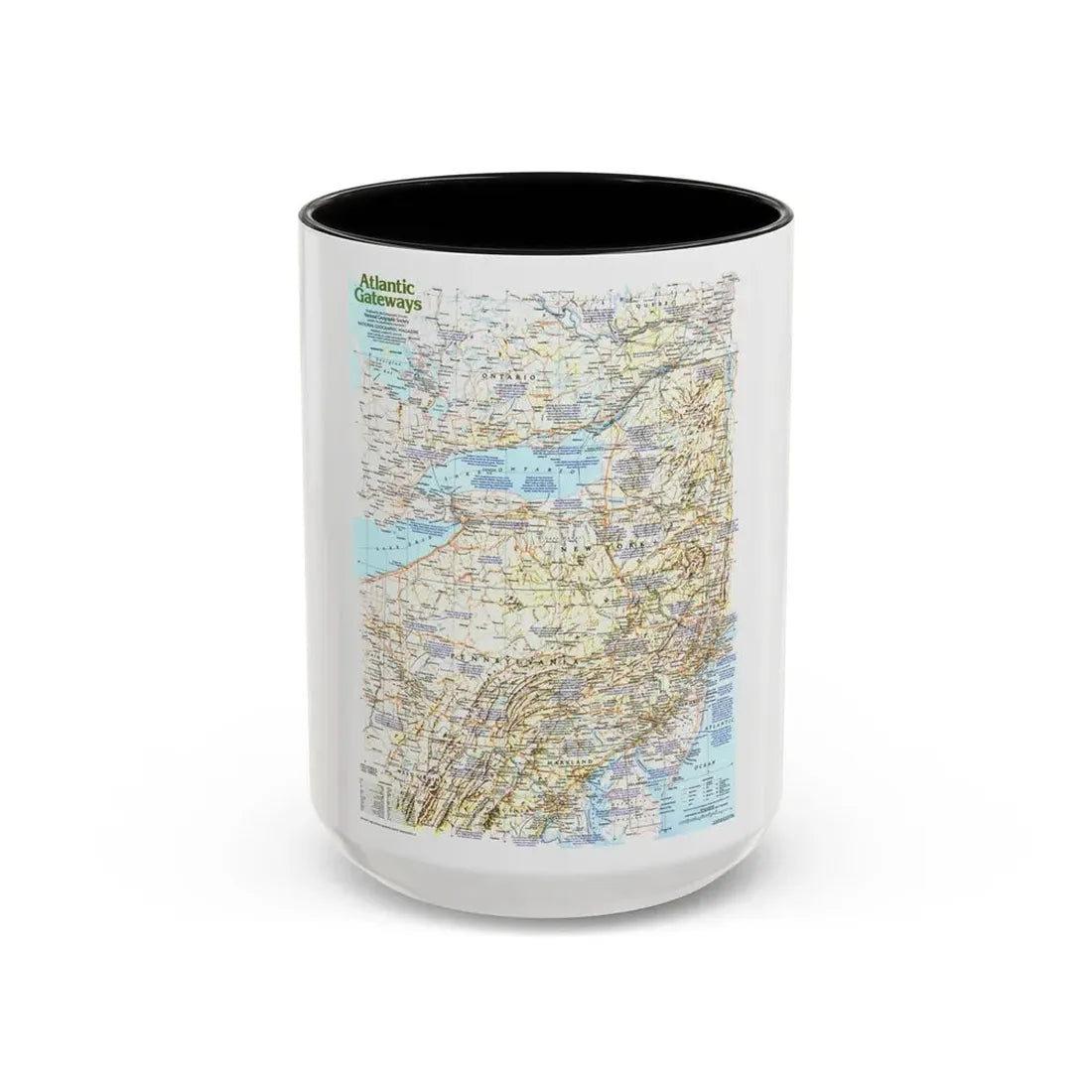 USA - Atlantic Gateways 1 (1983) (Map) Accent Coffee Mug 15oz Black - Go Mug Yourself