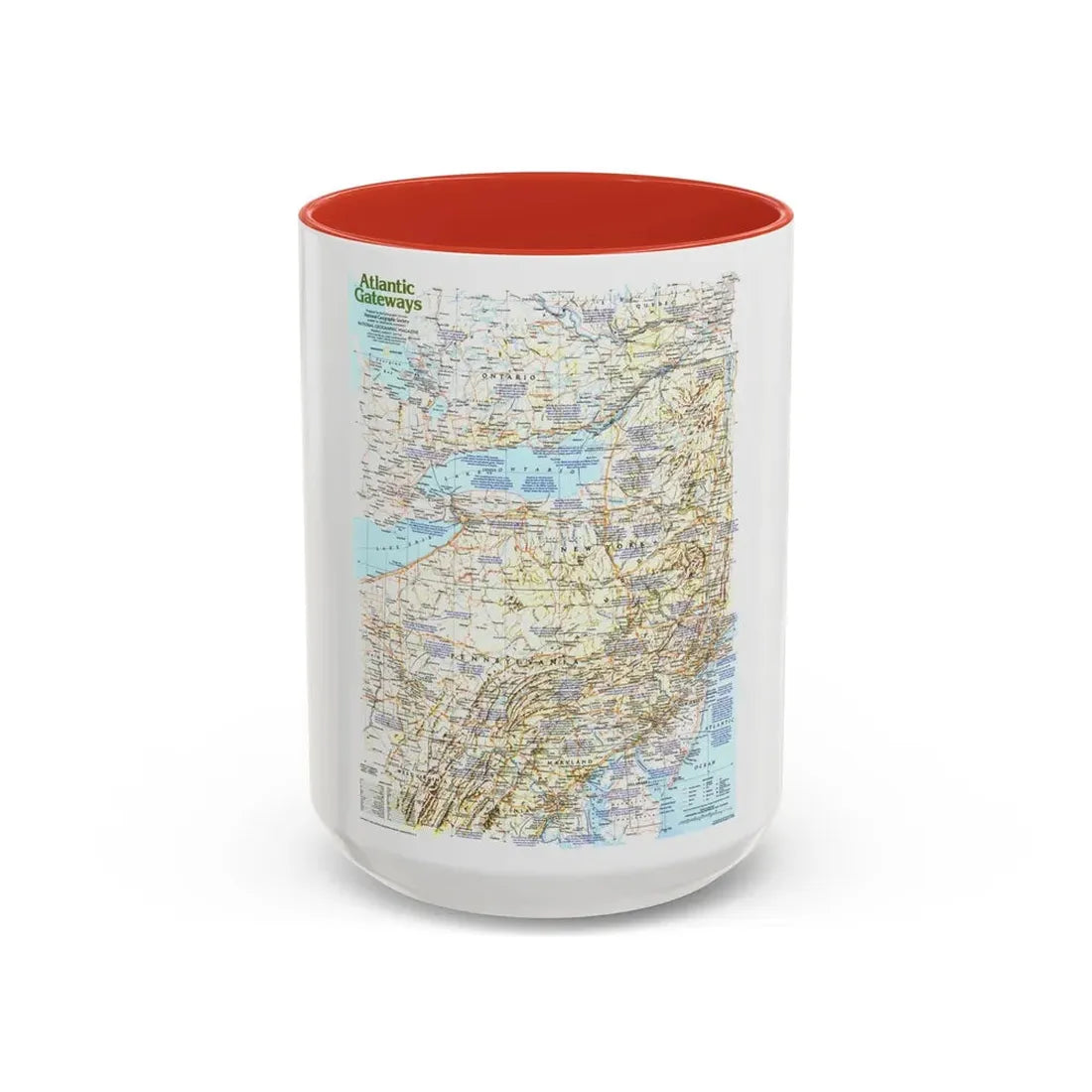 USA - Atlantic Gateways 1 (1983) (Map) Accent Coffee Mug 15oz Red - Go Mug Yourself