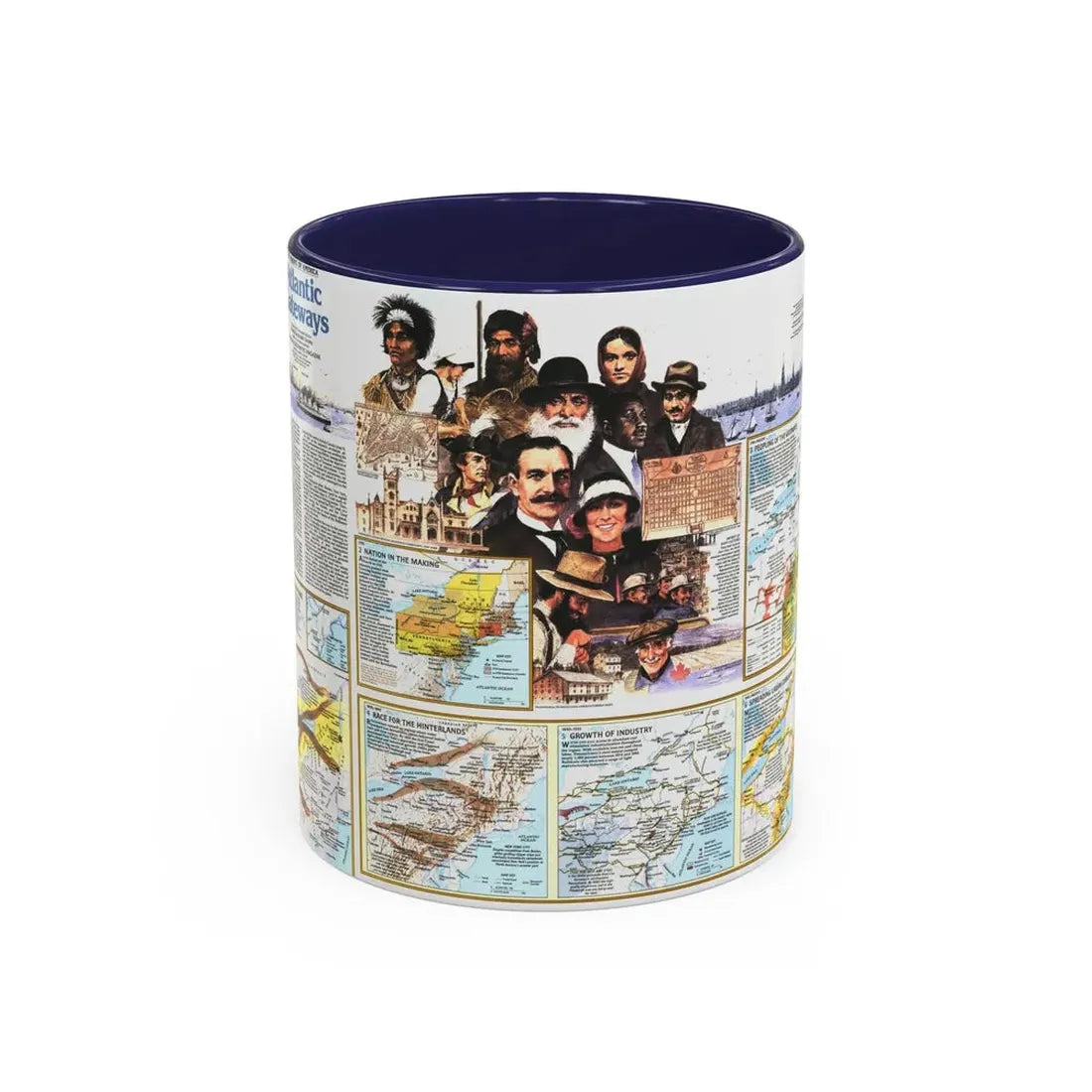 USA - Atlantic Gateways 2 (1983) (Map) Accent Coffee Mug 11oz Navy - Go Mug Yourself