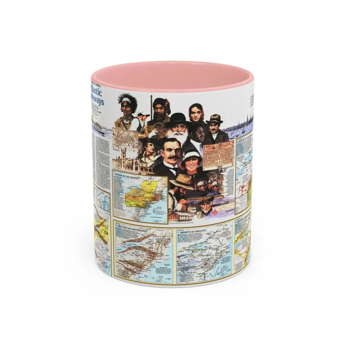 USA - Atlantic Gateways 2 (1983) (Map) Accent Coffee Mug 11oz Pink - Go Mug Yourself