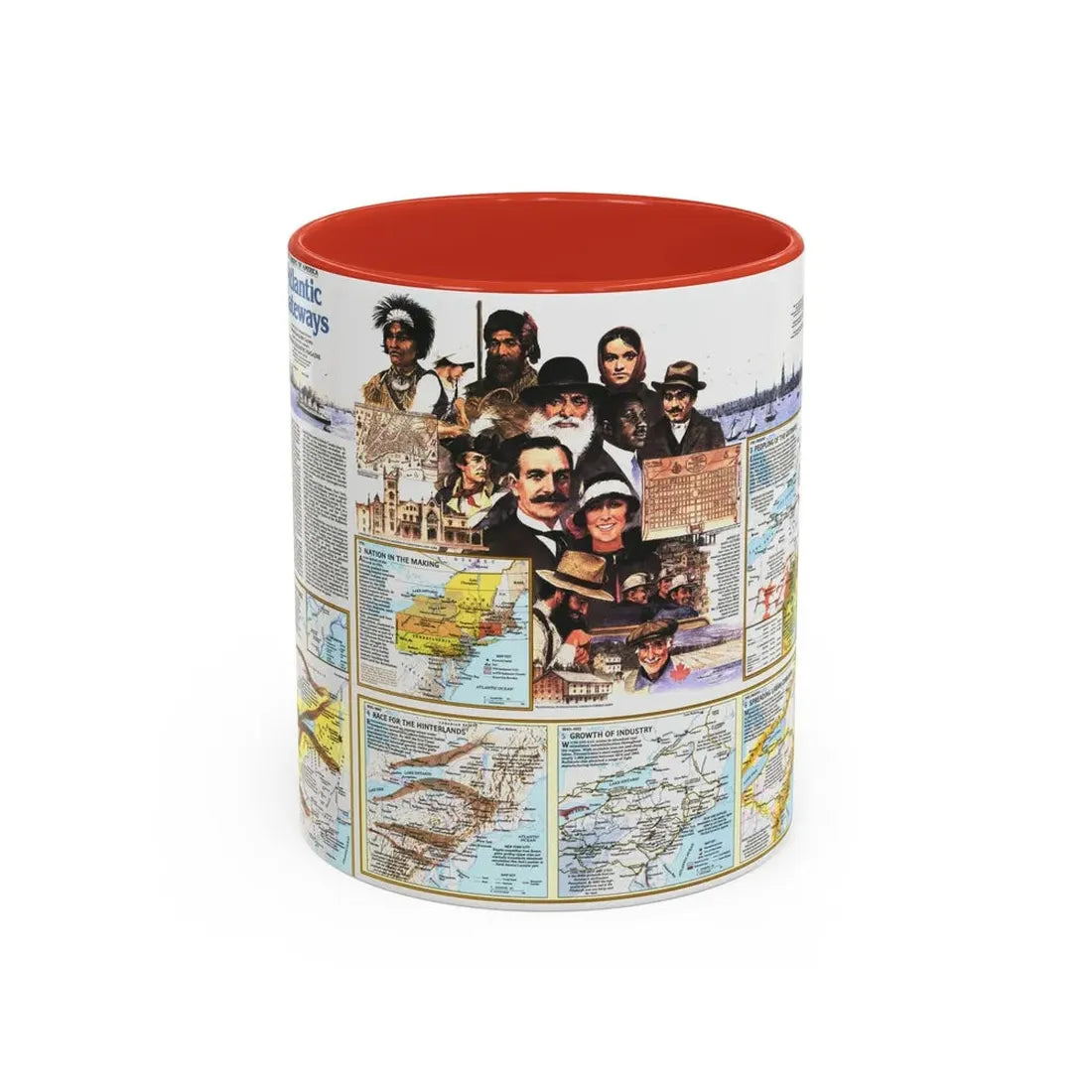 USA - Atlantic Gateways 2 (1983) (Map) Accent Coffee Mug 11oz Red - Go Mug Yourself