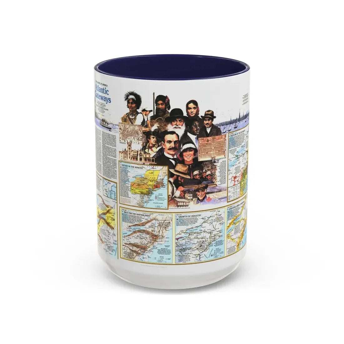 USA - Atlantic Gateways 2 (1983) (Map) Accent Coffee Mug 15oz Navy - Go Mug Yourself