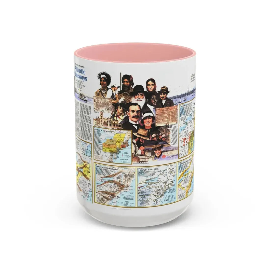 USA - Atlantic Gateways 2 (1983) (Map) Accent Coffee Mug 15oz Pink - Go Mug Yourself